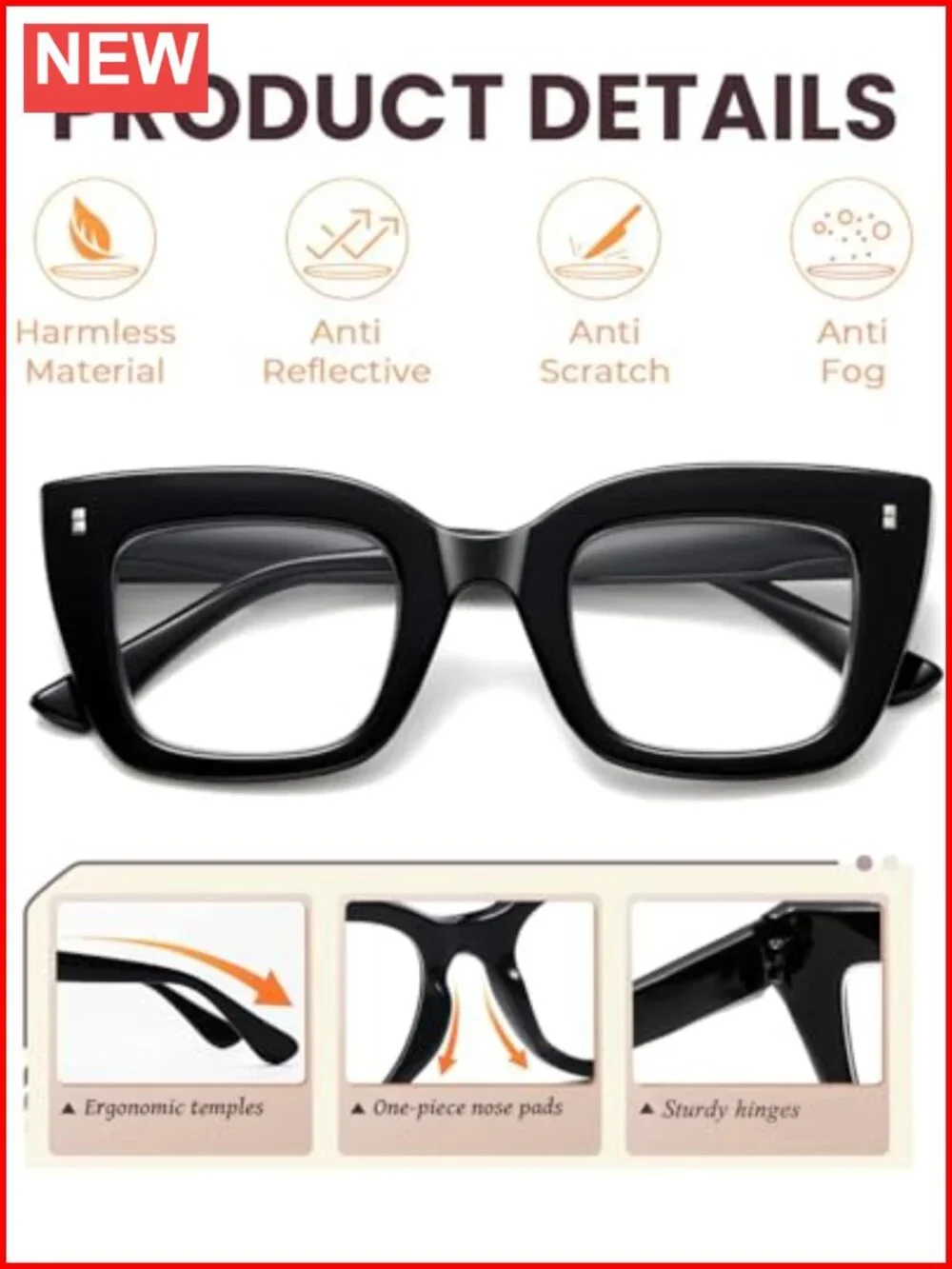 Blue Light Blocking Reading Glasses for Women Oversized 3 Pack Retro Spring